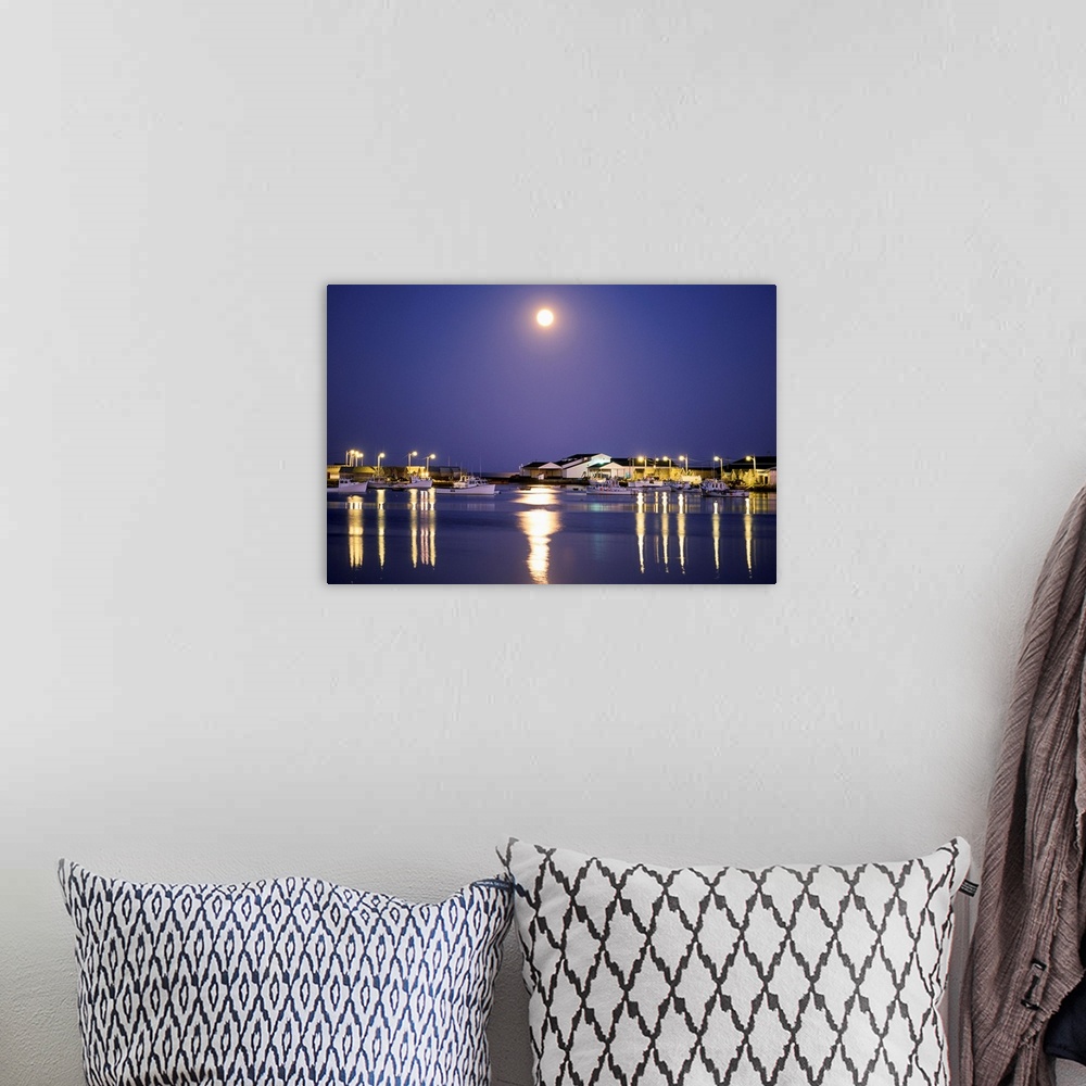 A bohemian room featuring Moonrise Over Fishing Boats, Graham Pond, Prince Edward Island, Canada