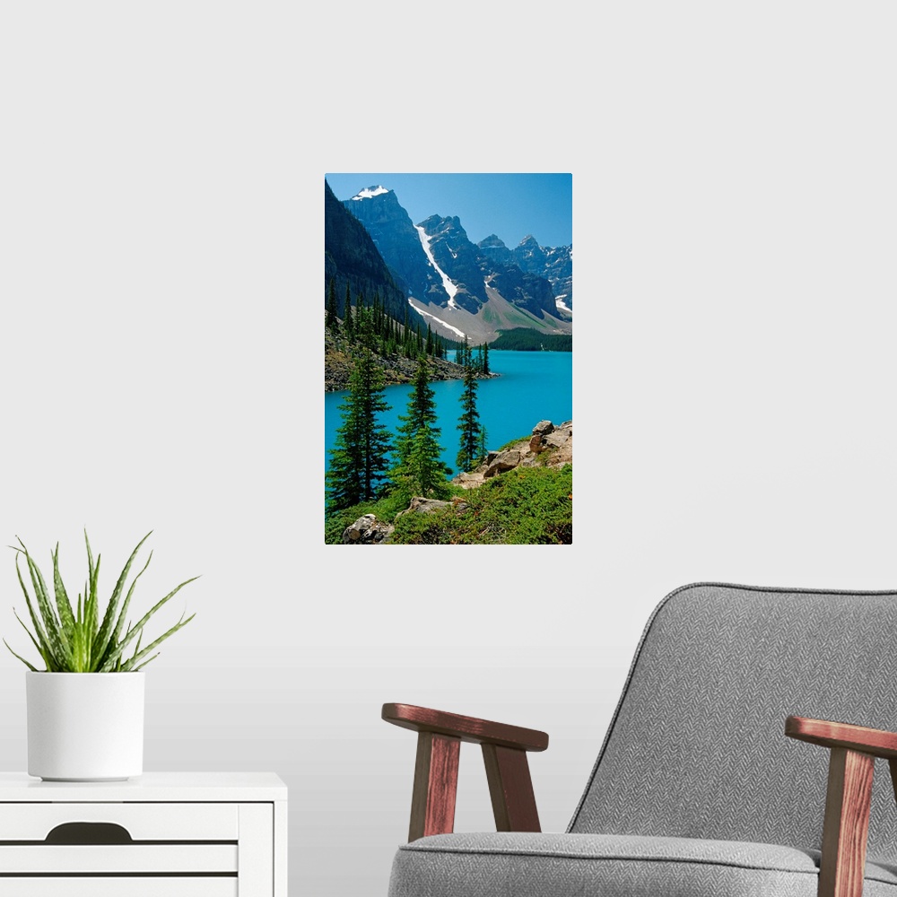 A modern room featuring Moraine Lake And The Wenkchemna Peaks, Banff National Park, Alberta, Canada