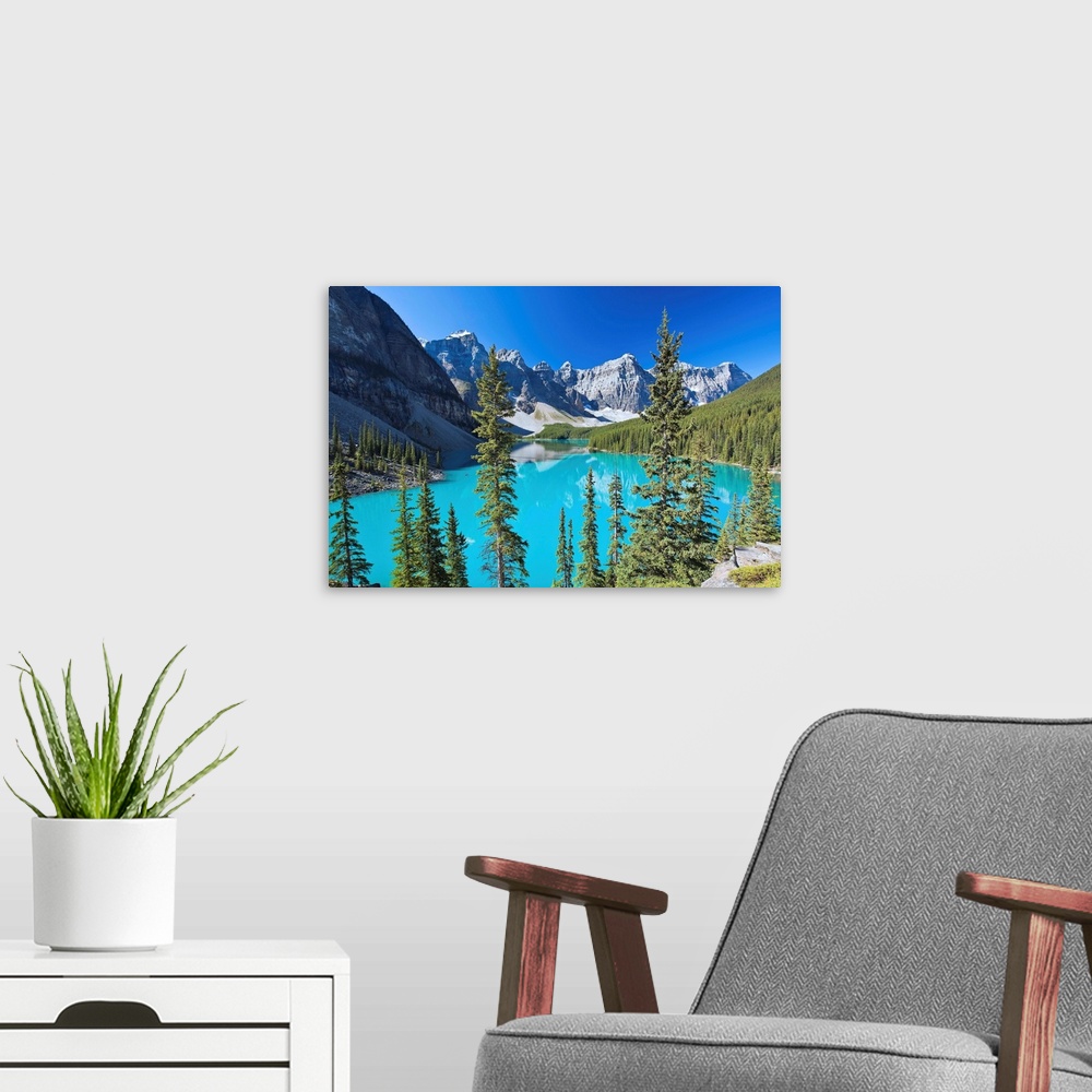A modern room featuring Moraine Lake And Valley Of The Ten Peaks, Banff National Park, Alberta, Canada