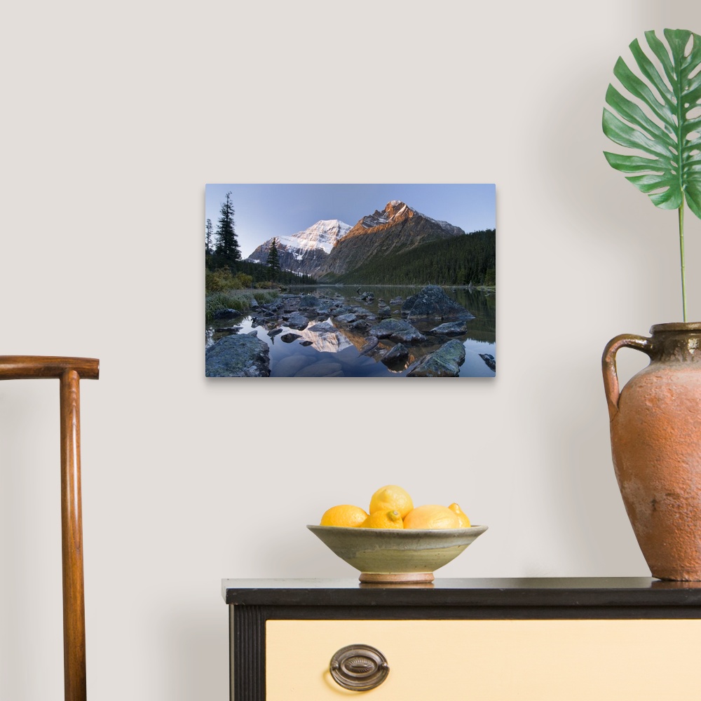 A traditional room featuring Mount Edith Cavell, Cavell Lake, Jasper National Park, Alberta, Canada