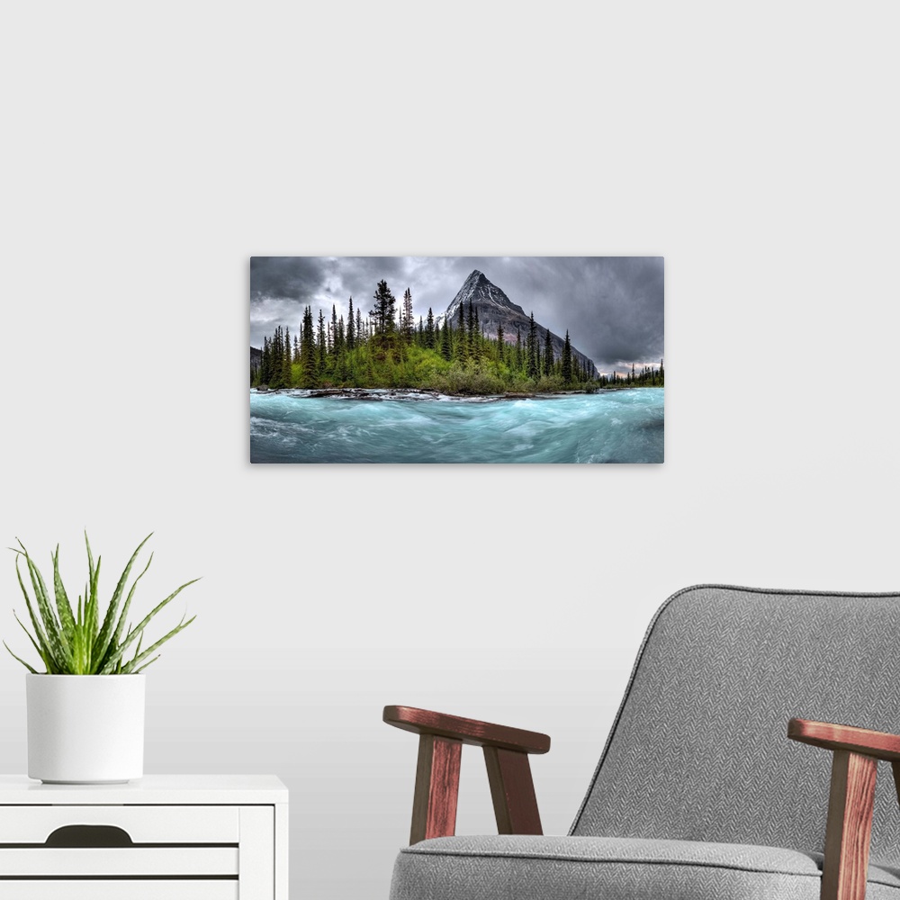 A modern room featuring Mount Robson, Mount Robson Provincial Park, Jasper, Alberta, Canada