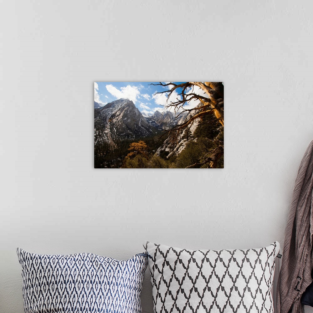 A bohemian room featuring Clouds Forming Over The Mountain Peak Of Mount Whitney And The Sierras, Lone Pine, California