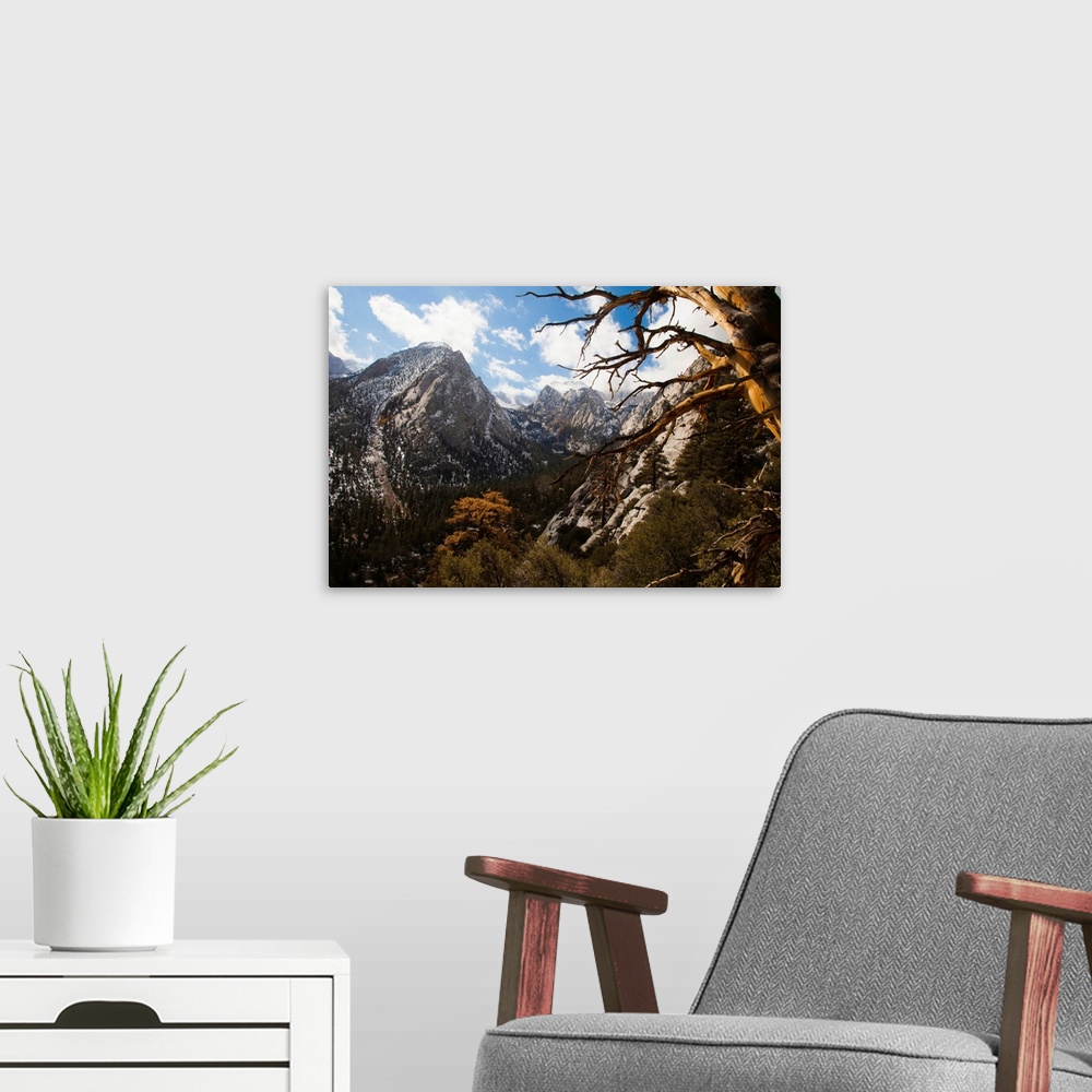 A modern room featuring Clouds Forming Over The Mountain Peak Of Mount Whitney And The Sierras, Lone Pine, California