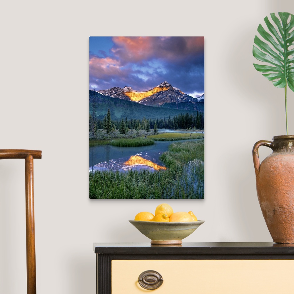 A traditional room featuring Mountains, Sunset; Icefields Parkway, Alberta, Canada