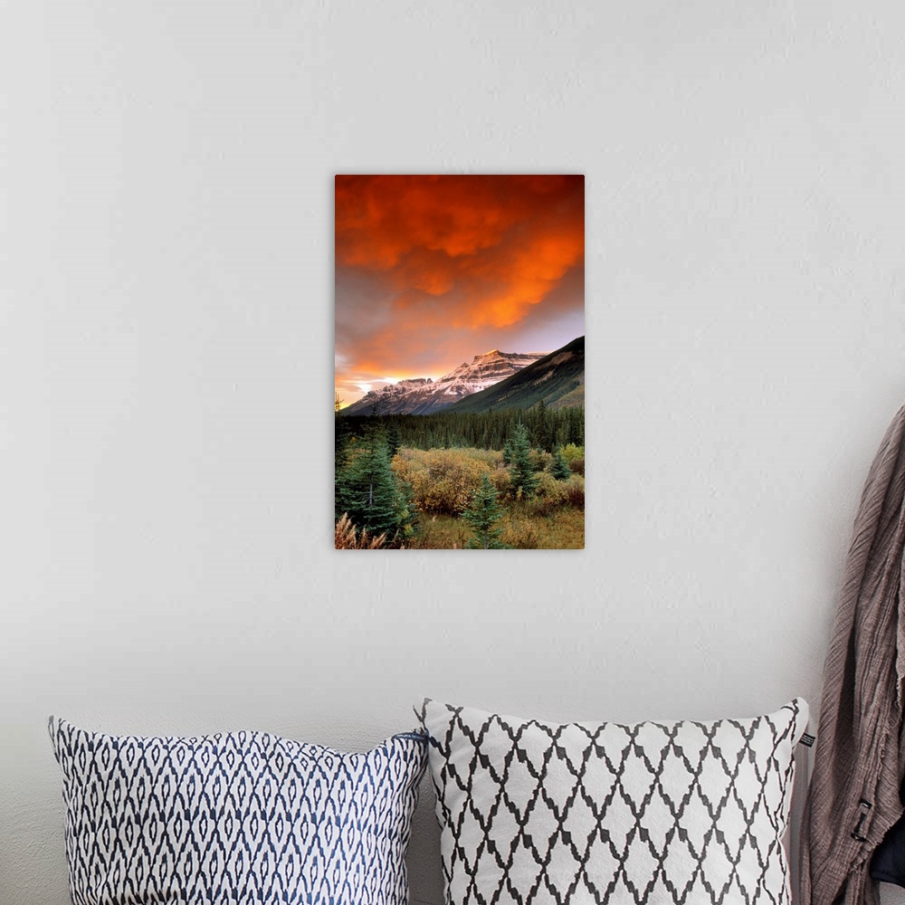 A bohemian room featuring Mt. Amery And Dramatic Clouds, Banff National Park, Alberta, Canada
