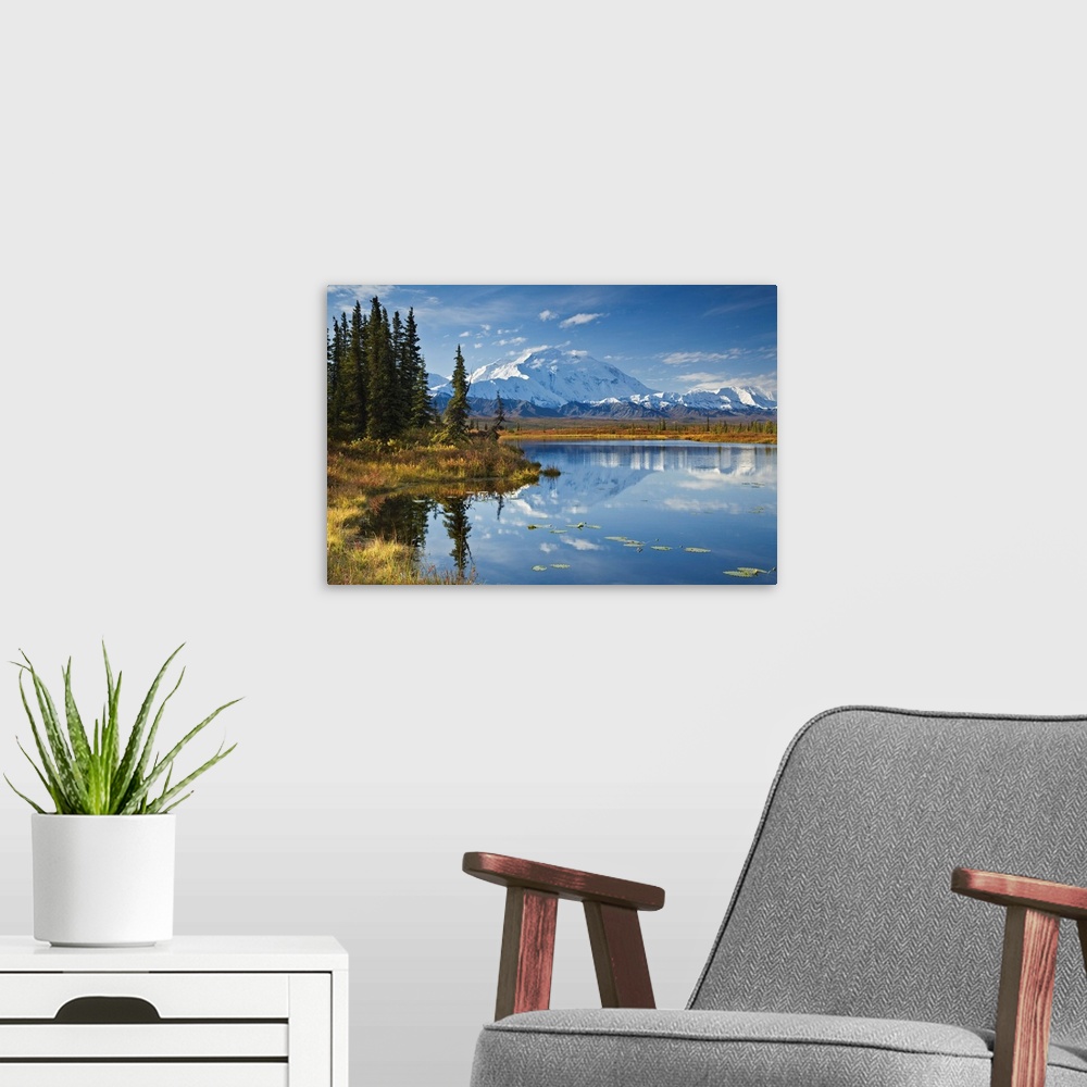 A modern room featuring Mt. Mckinley Reflected In Tundra Pond, Denali National Park, Alaska