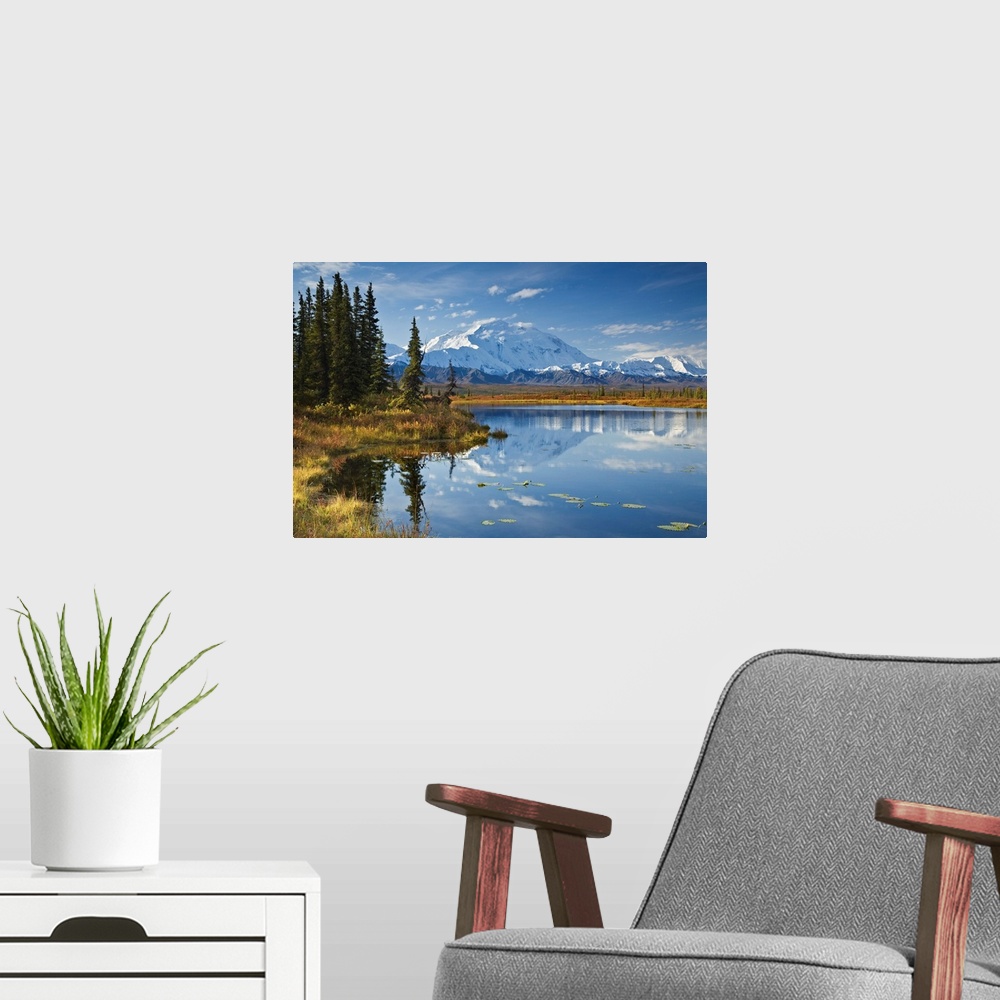 A modern room featuring Mt. Mckinley Reflected In Tundra Pond, Denali National Park, Alaska