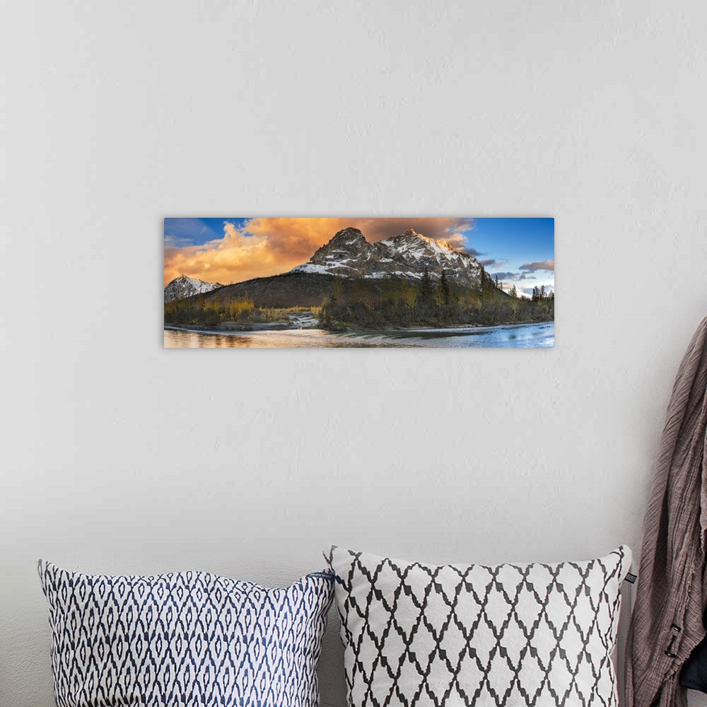 A bohemian room featuring Panoramic scenic of Mt. Sukakpak at sunset along the Middle Fork of the Koyukuk River in the Broo...