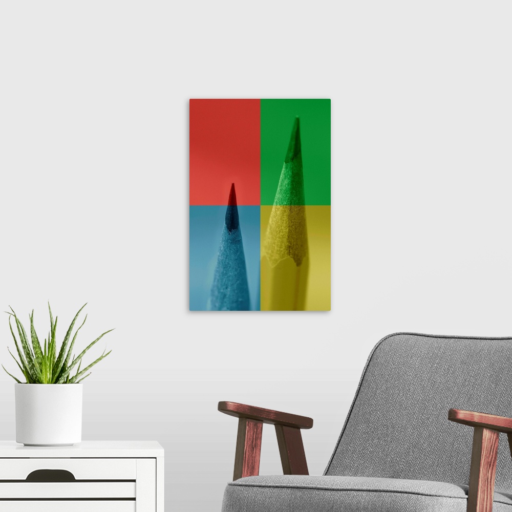 A modern room featuring Multi Colored Pencils, Close-up