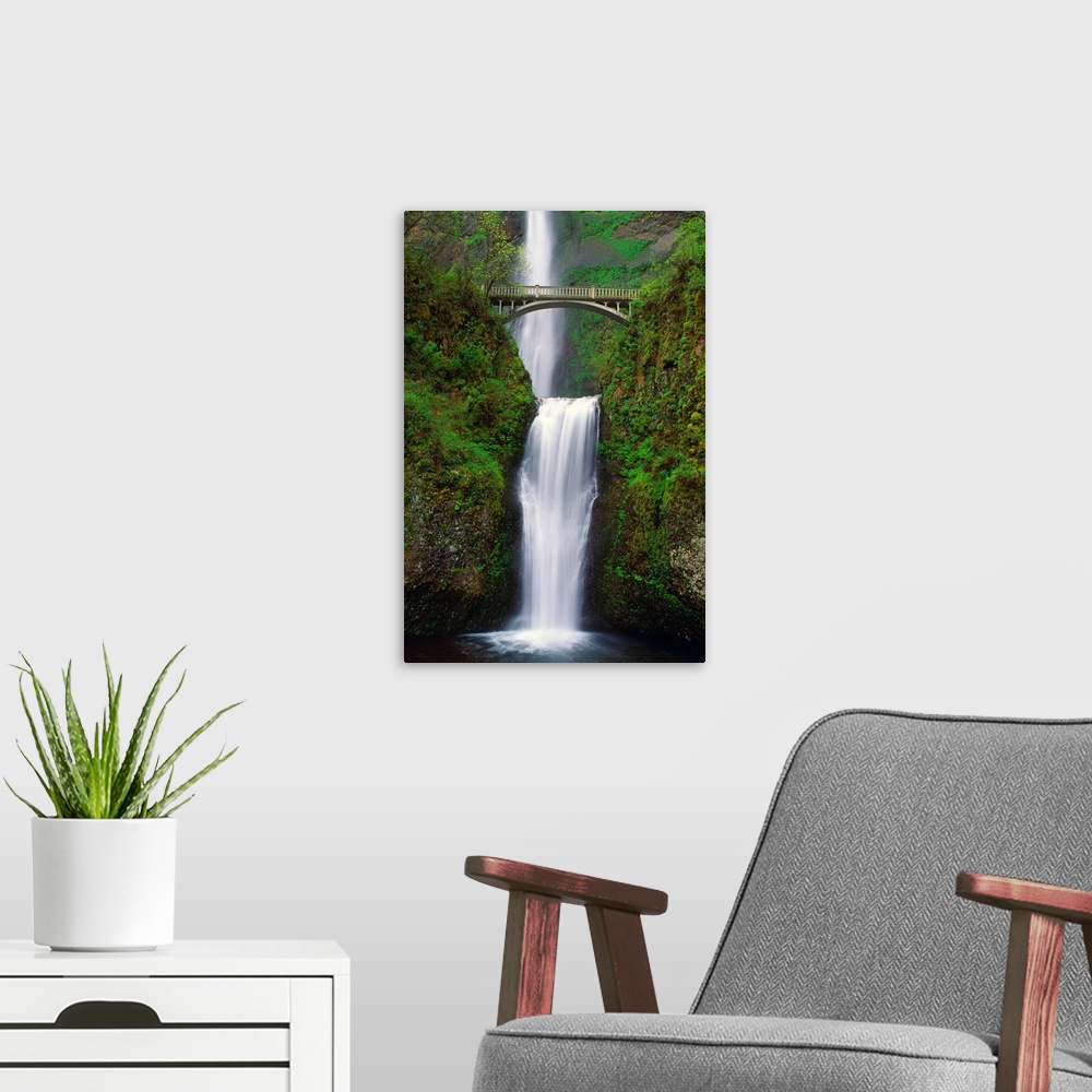 A modern room featuring Multnomah Falls, Oregon, USA