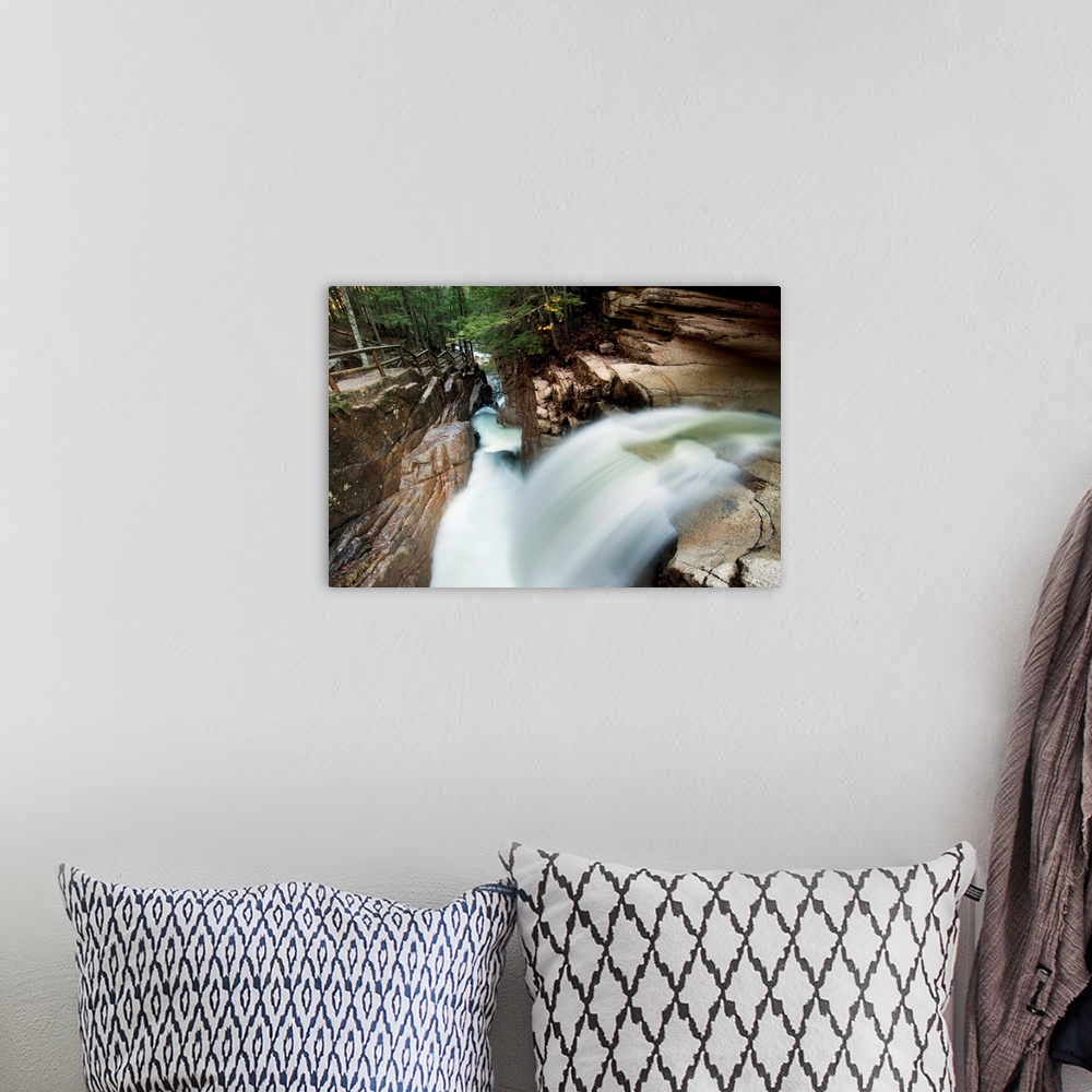 A bohemian room featuring New England, New Hampshire, White Mountains, Sabbaday Falls, A Forest Waterfall