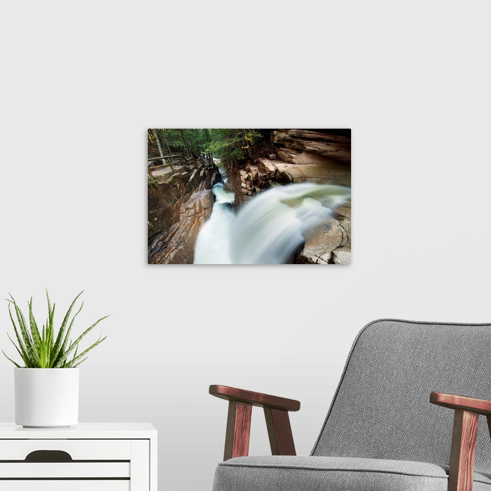 A modern room featuring New England, New Hampshire, White Mountains, Sabbaday Falls, A Forest Waterfall