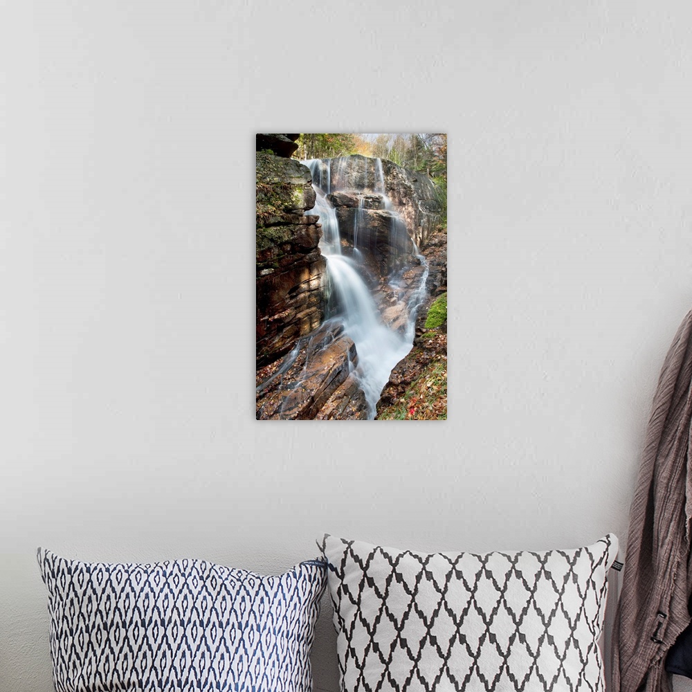 A bohemian room featuring New England, New Hampshire, White Mountains, Sabbaday Falls, A Forest Waterfall