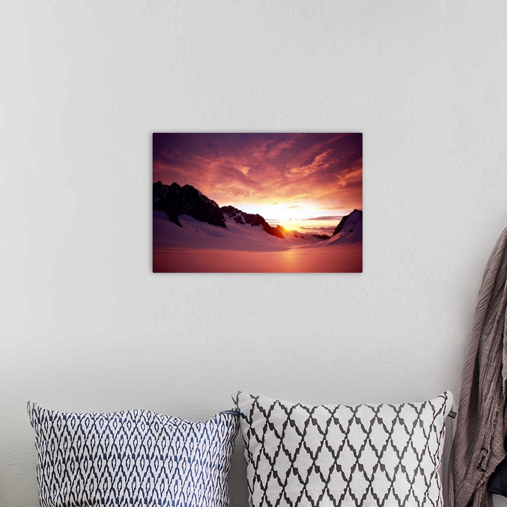 A bohemian room featuring New Zealand, South Island, Mount Cook, Sunset Atop Glacier