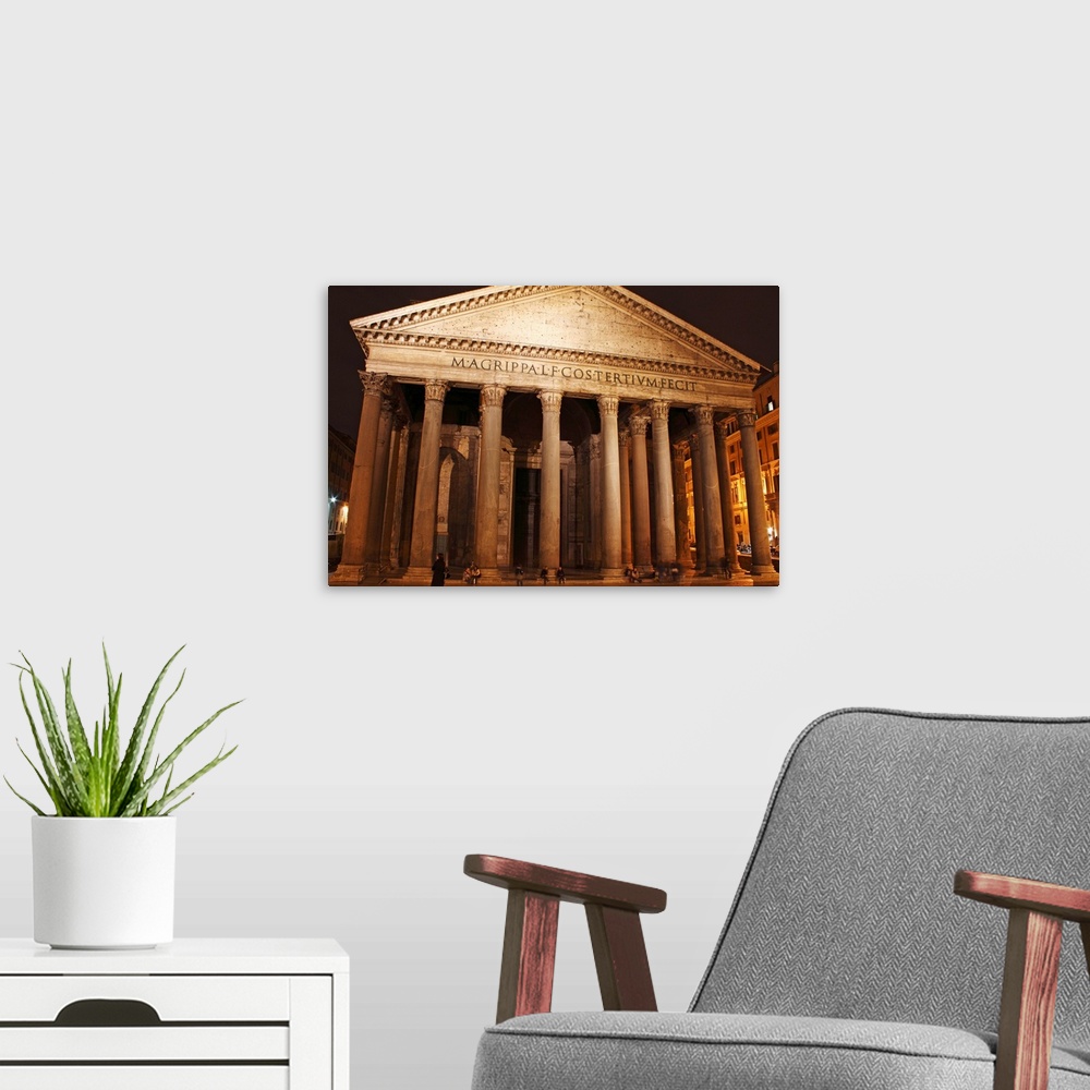 A modern room featuring Night Lights Of The Pantheon In Piazza Della Rotunda; Rome Lazio Italy