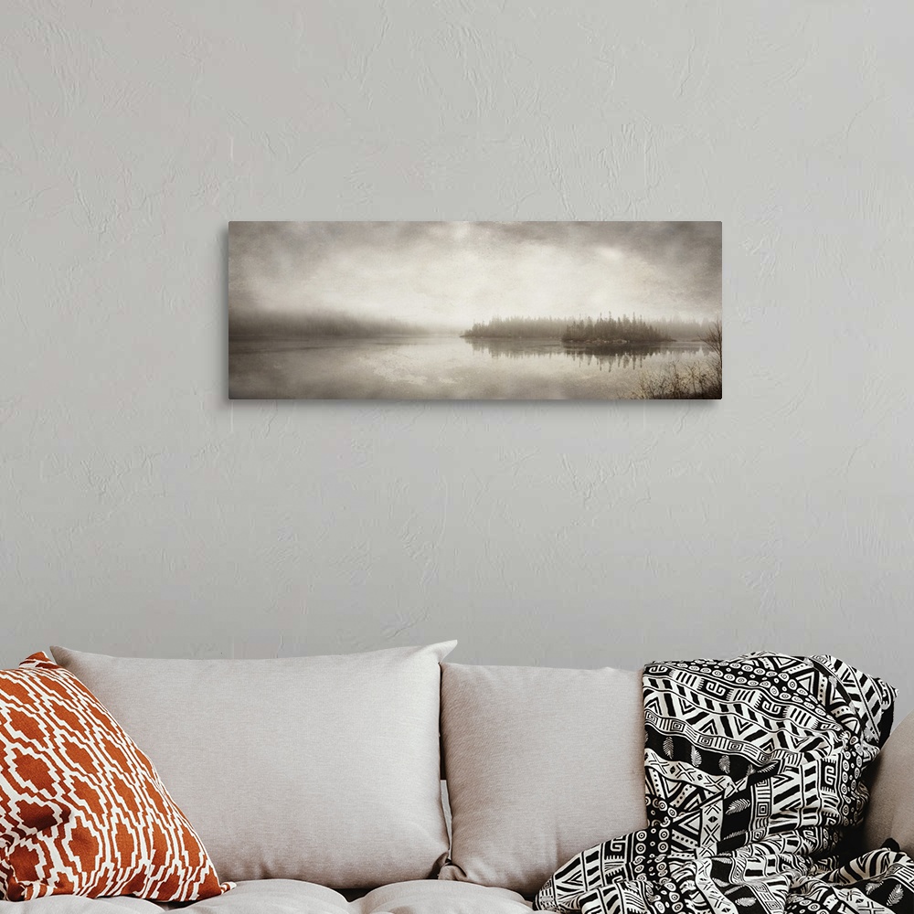 A bohemian room featuring Northern autumn landscape in fog and ice, thunder bay, Ontario, Canada.