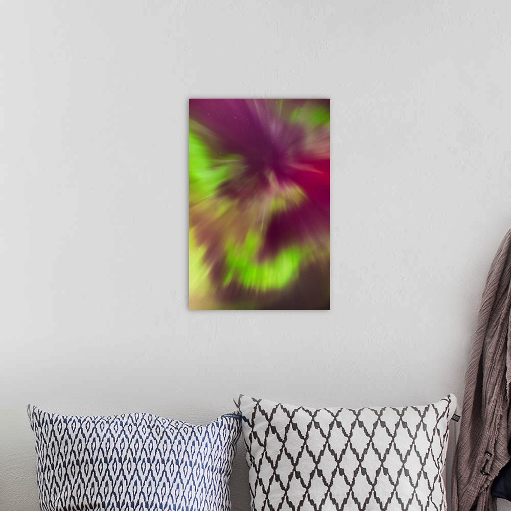 A bohemian room featuring A Green And Magenta Northern Lights Corona In The Sky Above The Tony Knowles Coastal Trail, Winte...