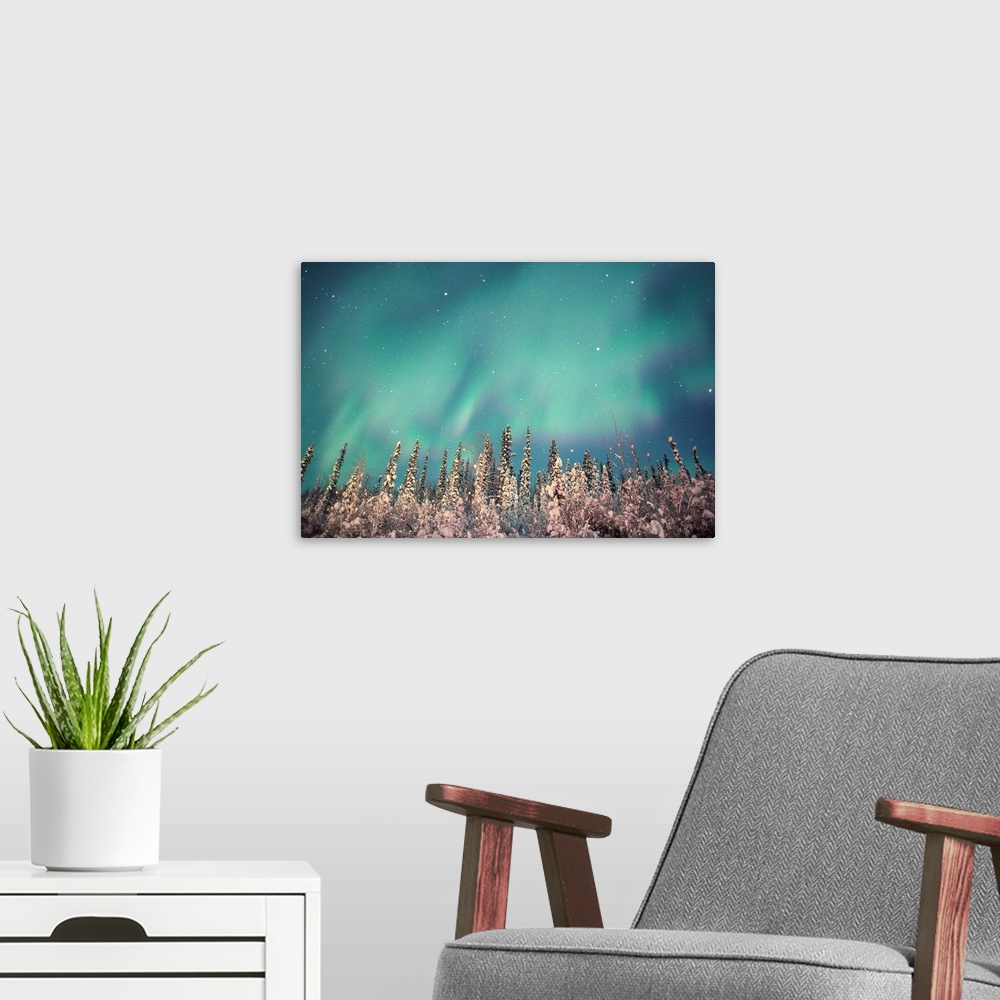 A modern room featuring Northern Lights, Dempster Highway, Yukon