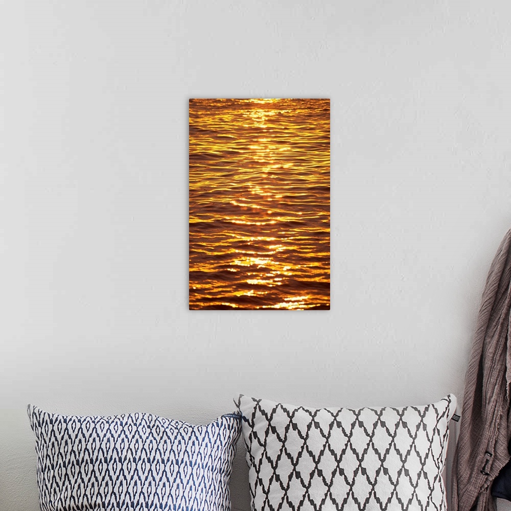 A bohemian room featuring Ocean Texture Ripples At Sunset, Golden Yellow Waters