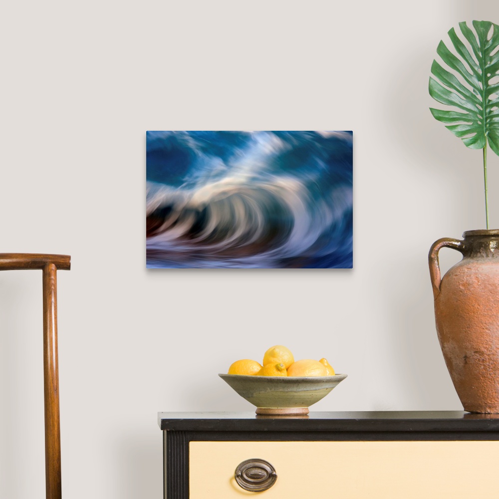 A traditional room featuring Ocean wave blurred by motion; Hawaii, United States of America