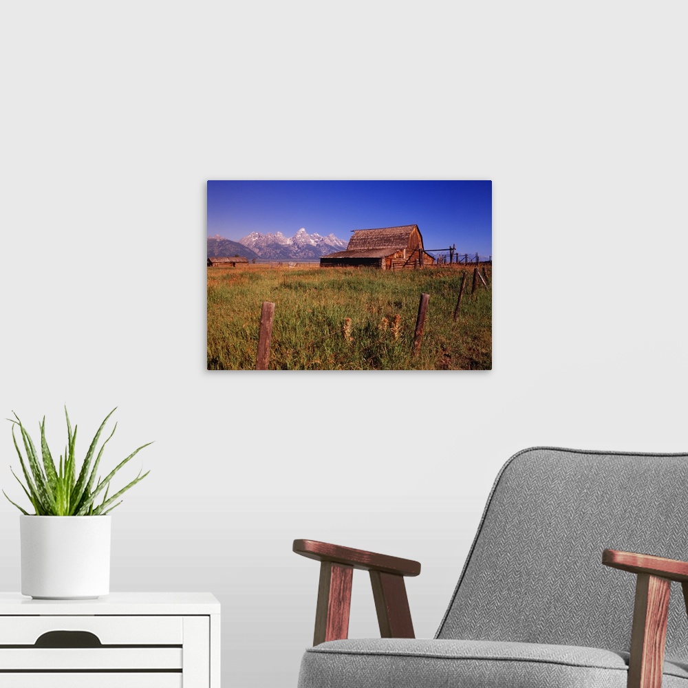 A modern room featuring Old Barn, Grand Teton National Park, Wyoming, USA