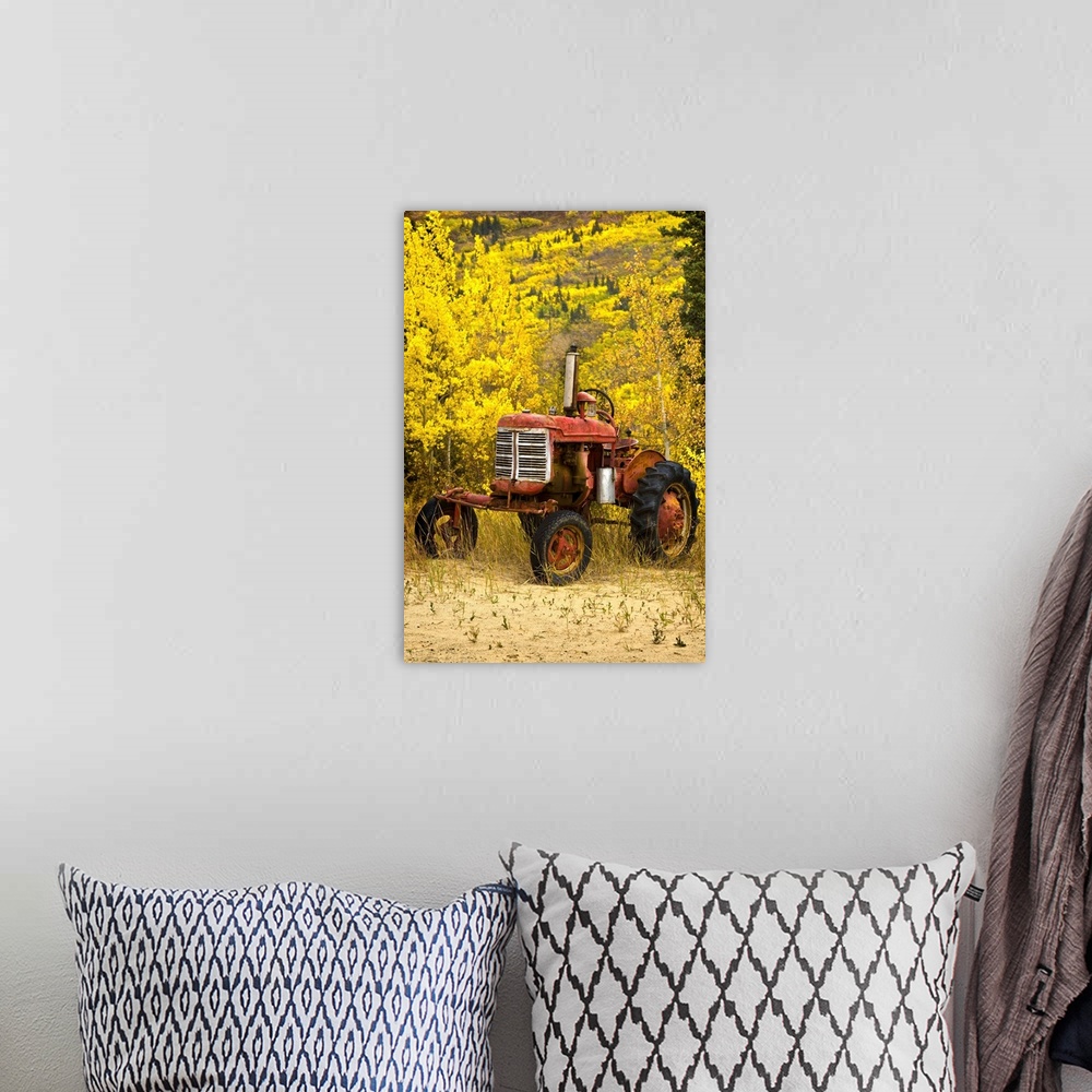 A bohemian room featuring Old Farm Tractor