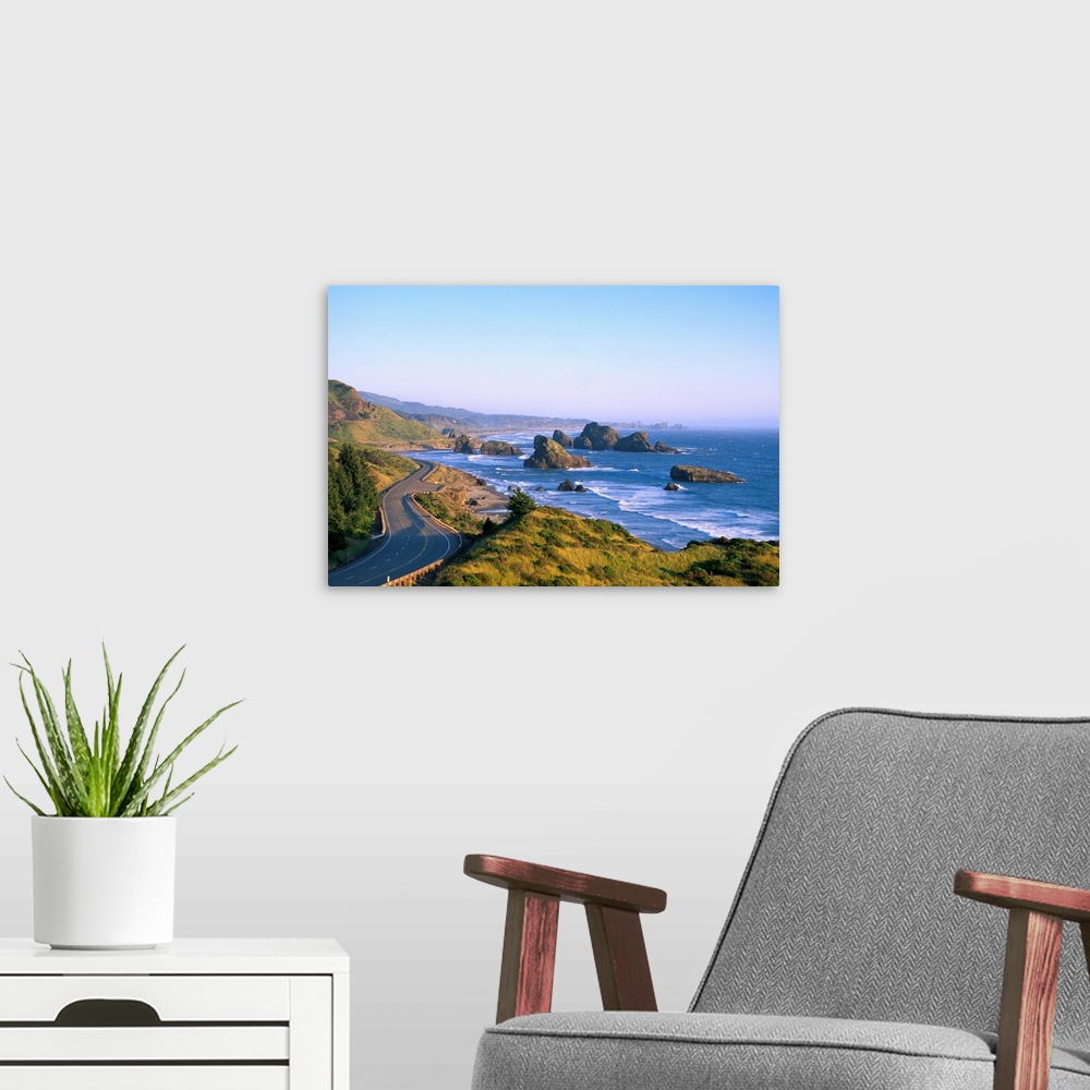 A modern room featuring Oregon Coast, Highway 101 And Pistol River State Park From Cape Sebastian