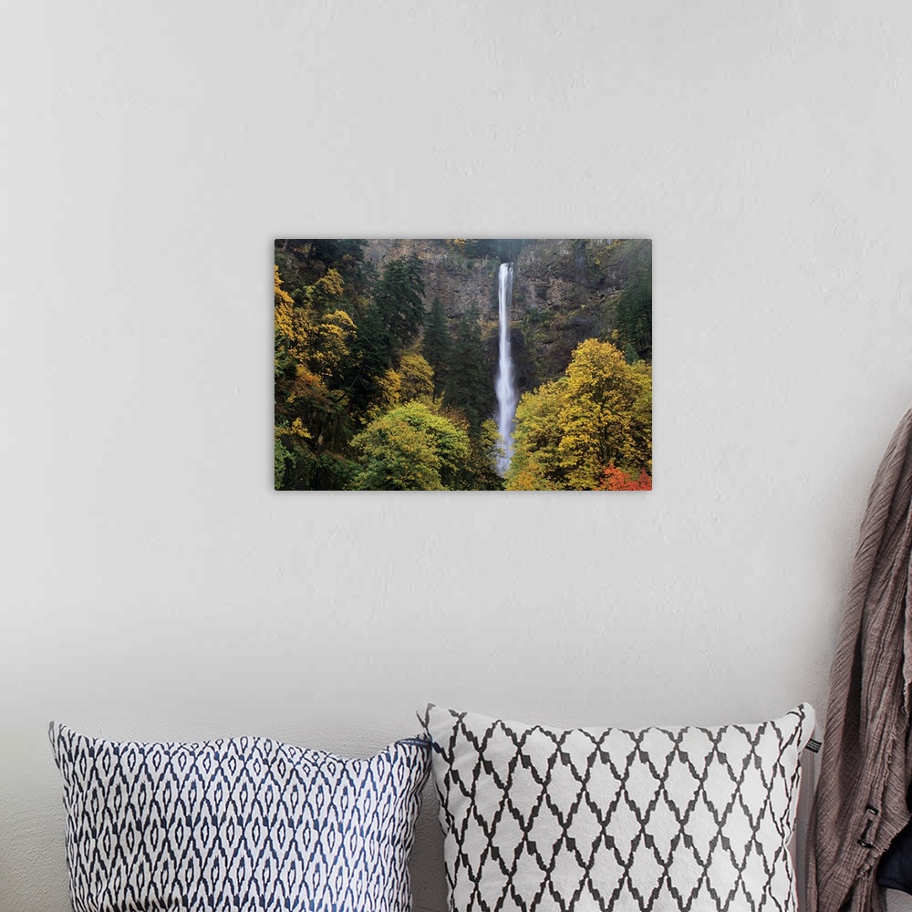 A bohemian room featuring Oregon, Columbia River Gorge, Multnomah Falls Among Fall Colors