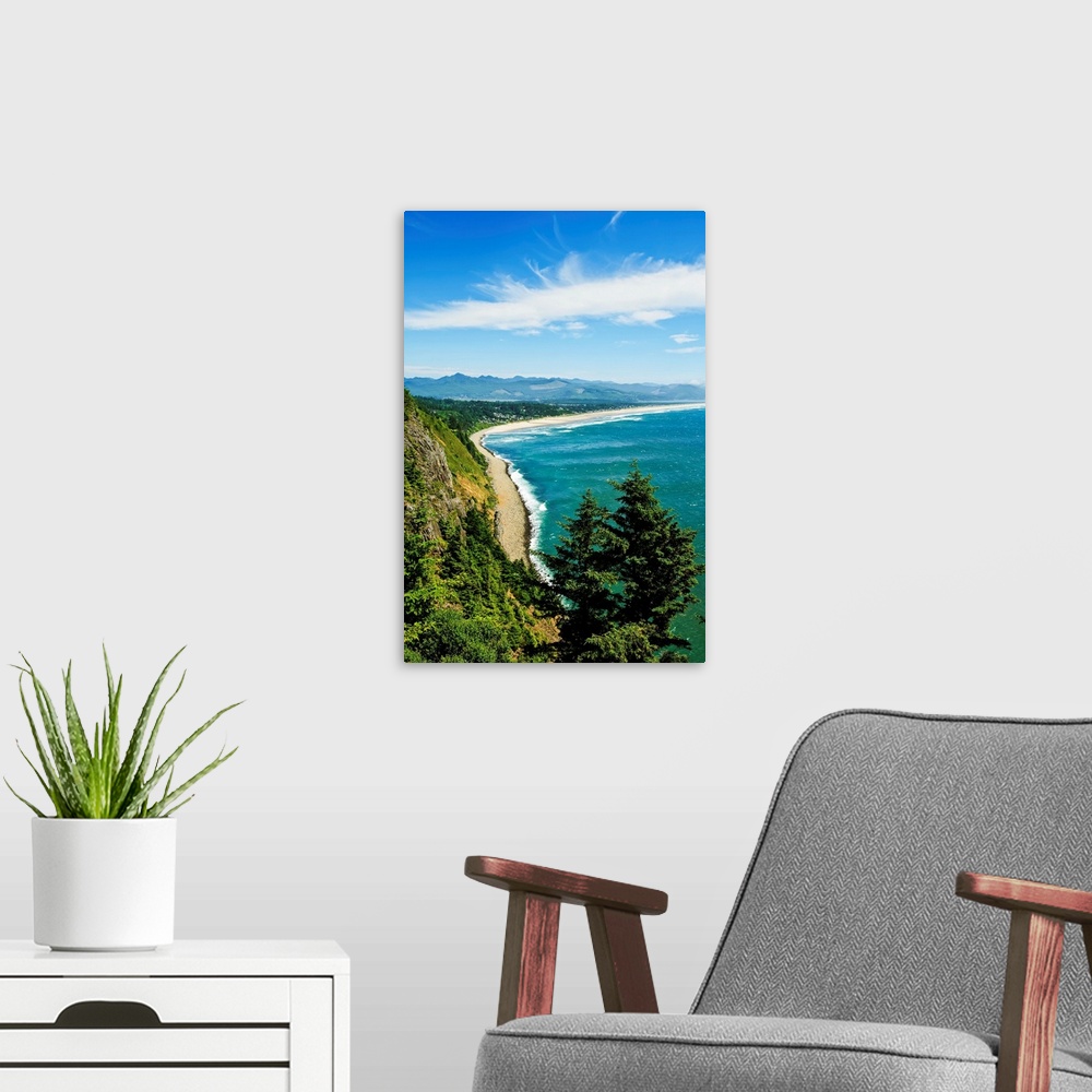 A modern room featuring Oregon, View Of Manzanita Beach To Nehalem Bay From Highway 101 Lookout Point