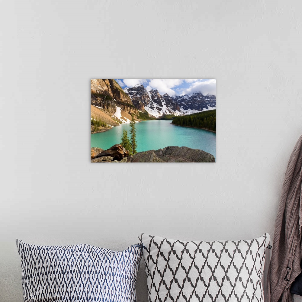 A bohemian room featuring Overview of Moraine Lake, Banff National Park, Alberta, Canada