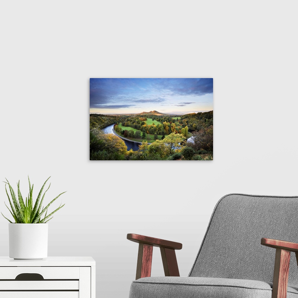 A modern room featuring Overview of River Tweed, Eildon Hills, Scottish Borders, Scotland