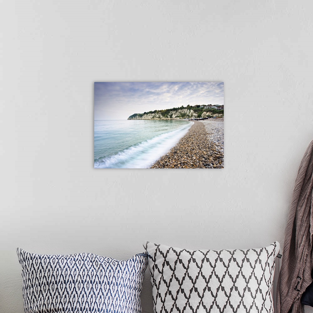 A bohemian room featuring Overview of Shingle Beach, Beer, Devon, England
