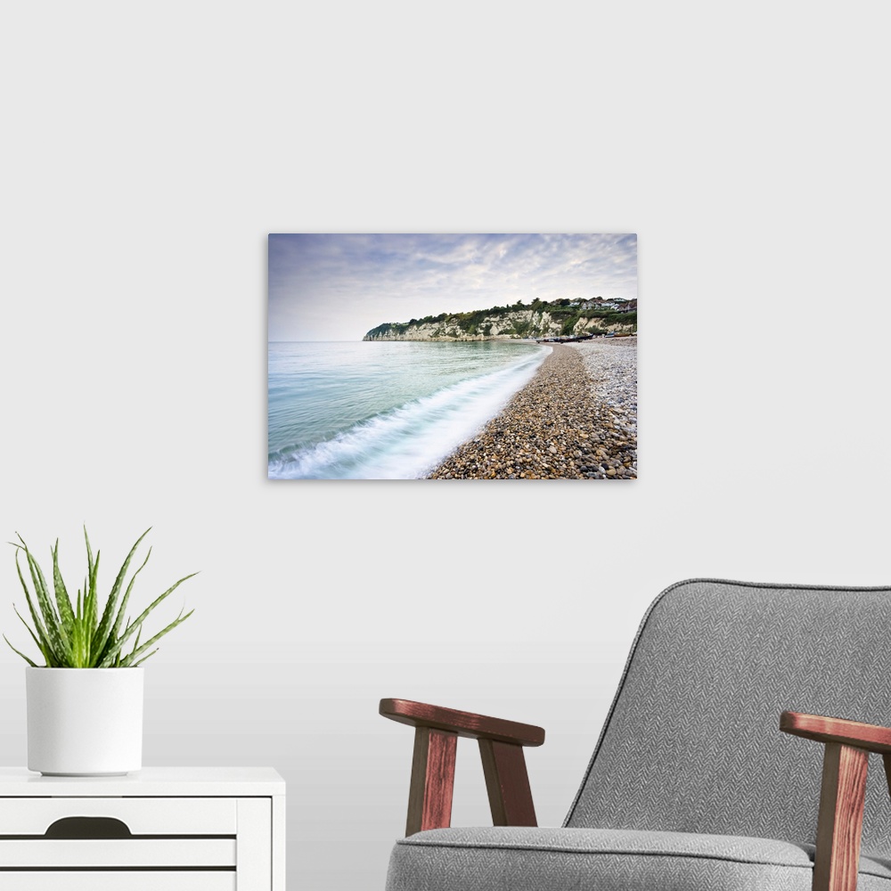 A modern room featuring Overview of Shingle Beach, Beer, Devon, England