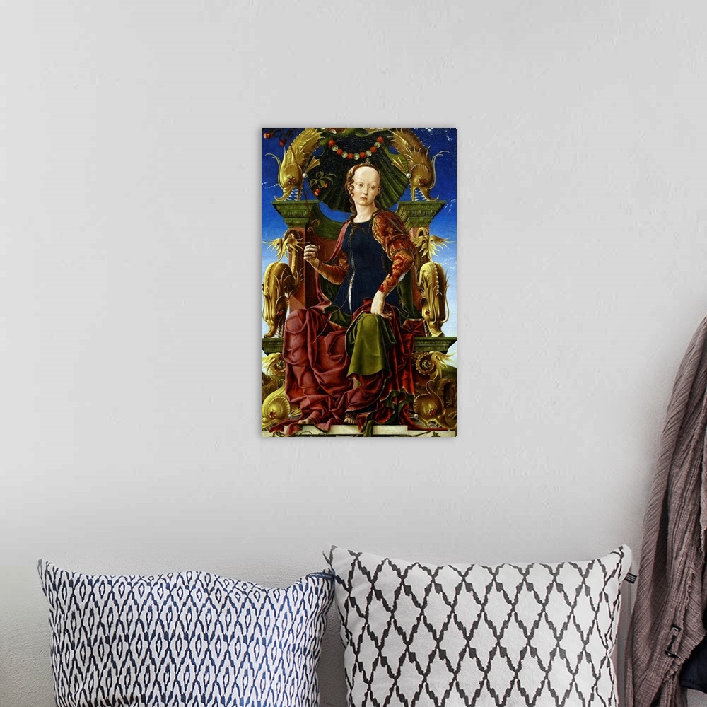 A bohemian room featuring Painting of an Allegorical Figure of Calliope by Cosimo Tura, an Italian early Renaissance (or Qu...