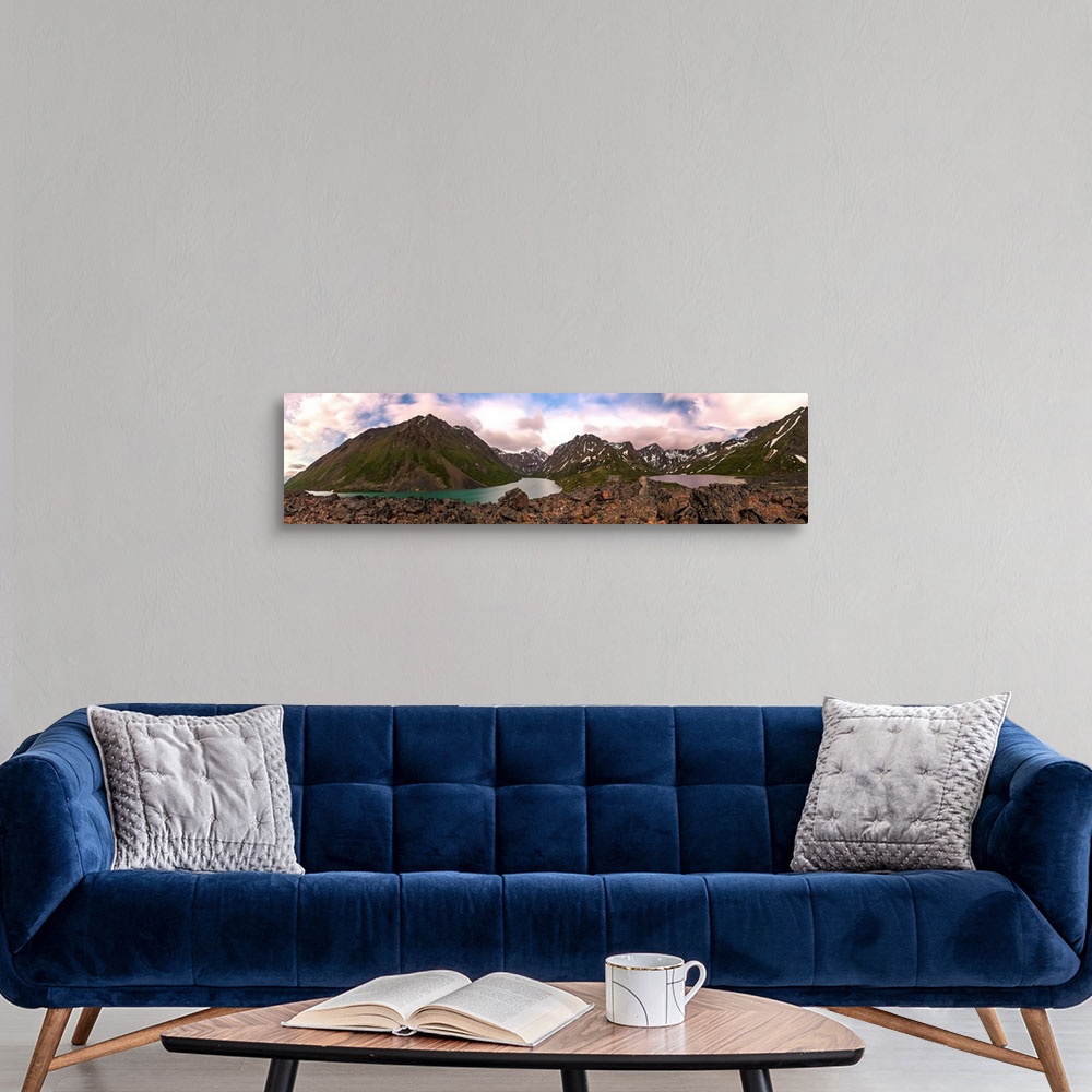A modern room featuring Panorama of Eagle and Symphony Lakes near Eagle River, Alaska, United States of America.