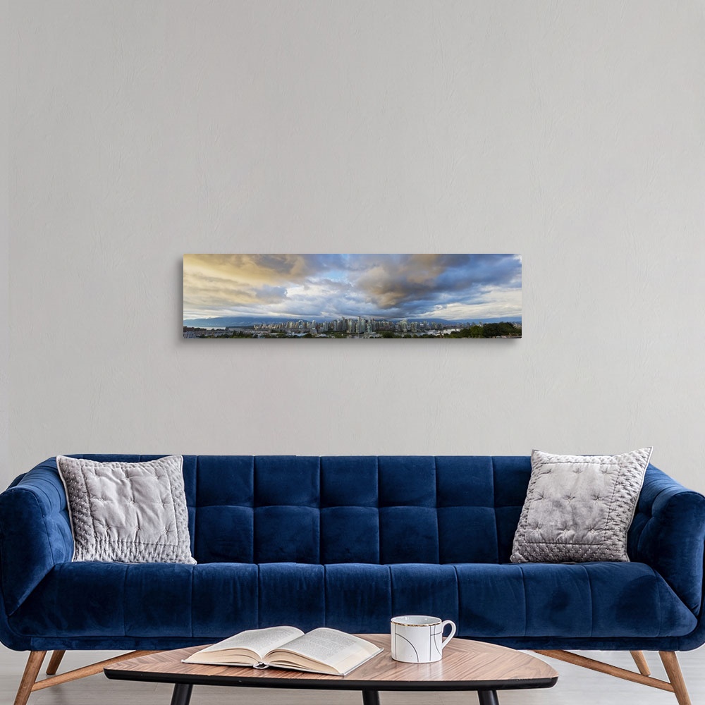 A modern room featuring Panoramic Of Sunset Over Downtown, Vancouver, British Columbia, Canada