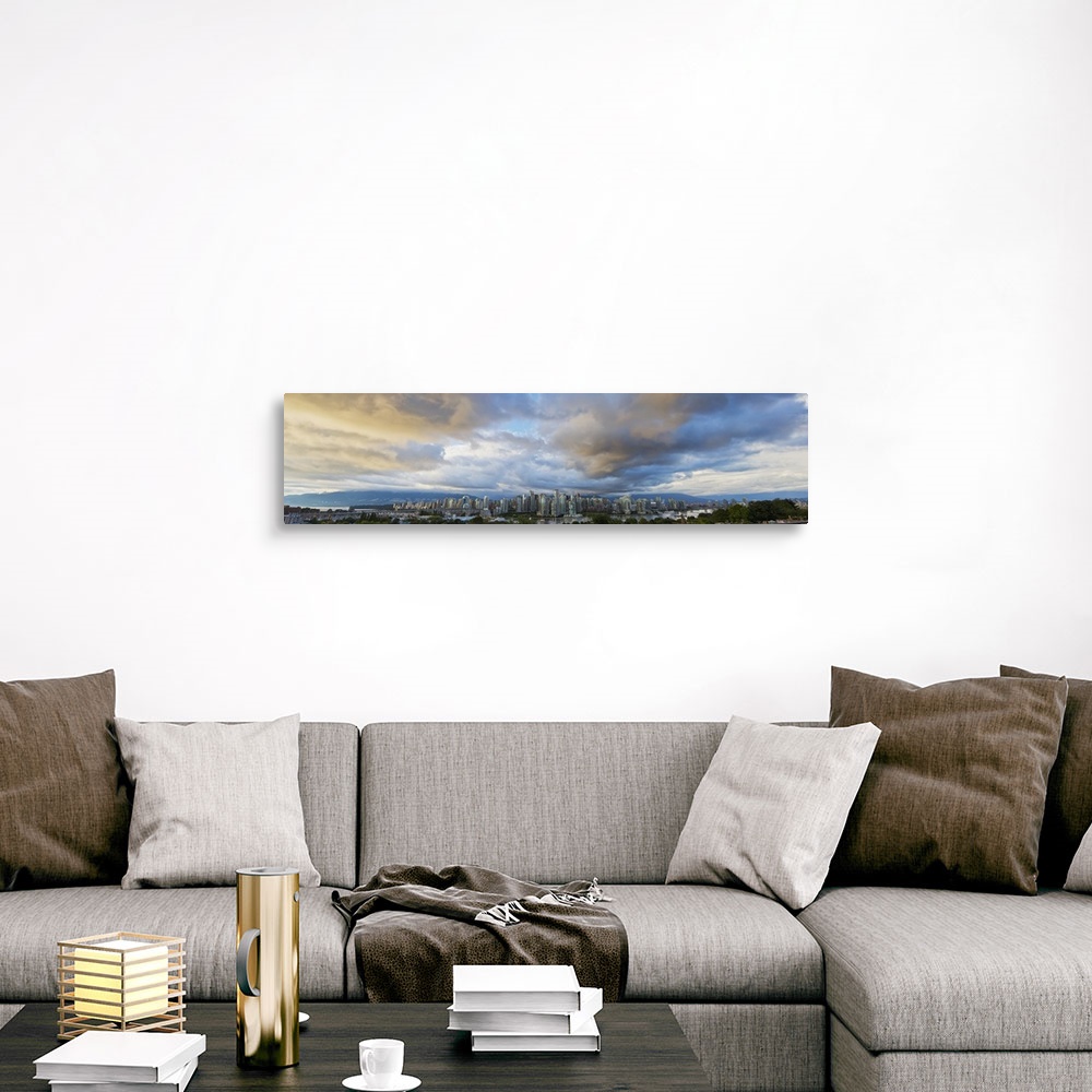 A traditional room featuring Panoramic Of Sunset Over Downtown, Vancouver, British Columbia, Canada