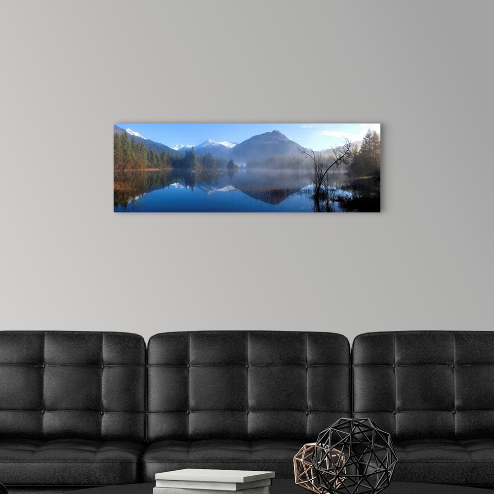 A modern room featuring Panoramic View Of Mendenhall Lake, Tongass National Forest, Southeast Alaska