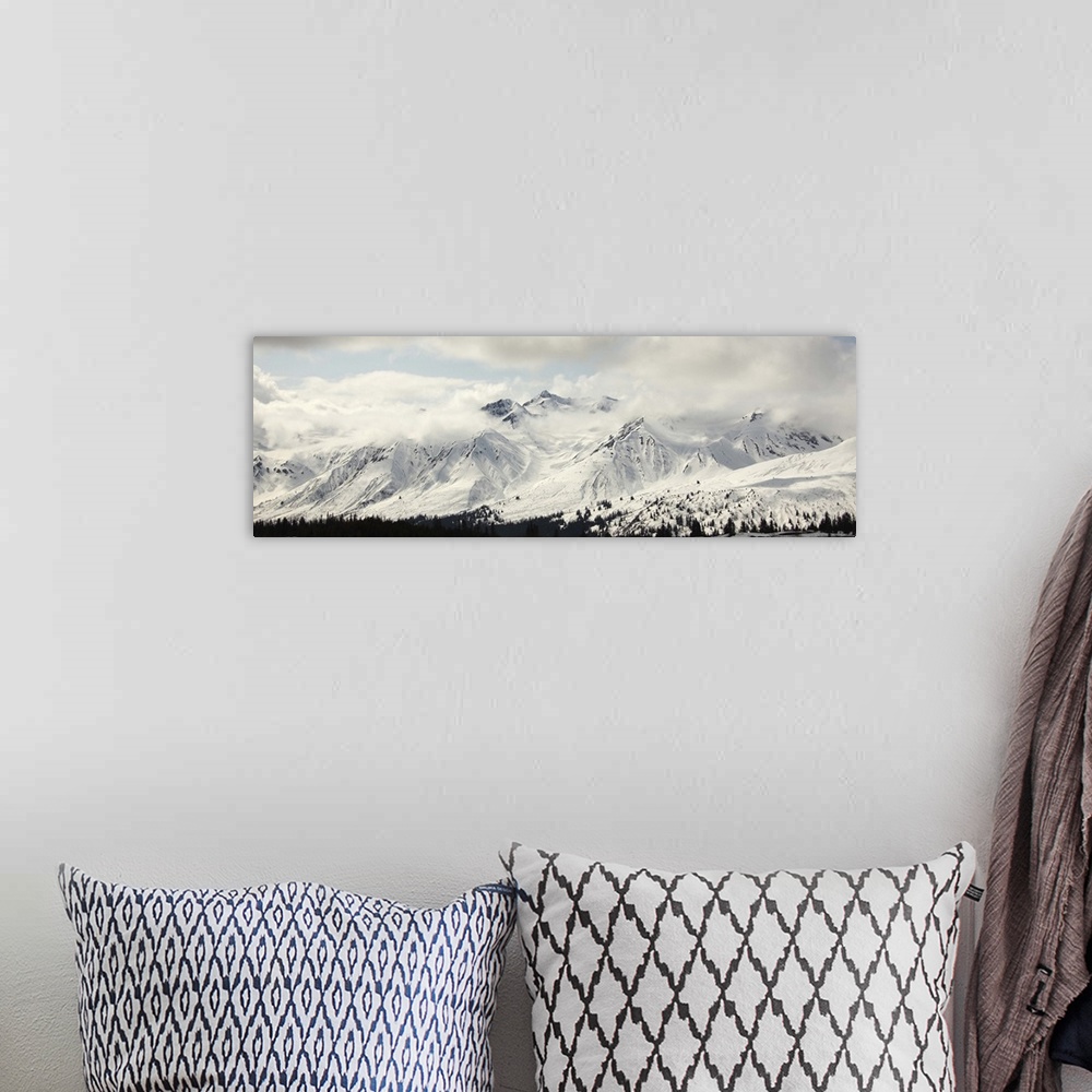 A bohemian room featuring Panoramic View Of Snow-Covered St. Elias Mountains And Clearing Storm, Canada