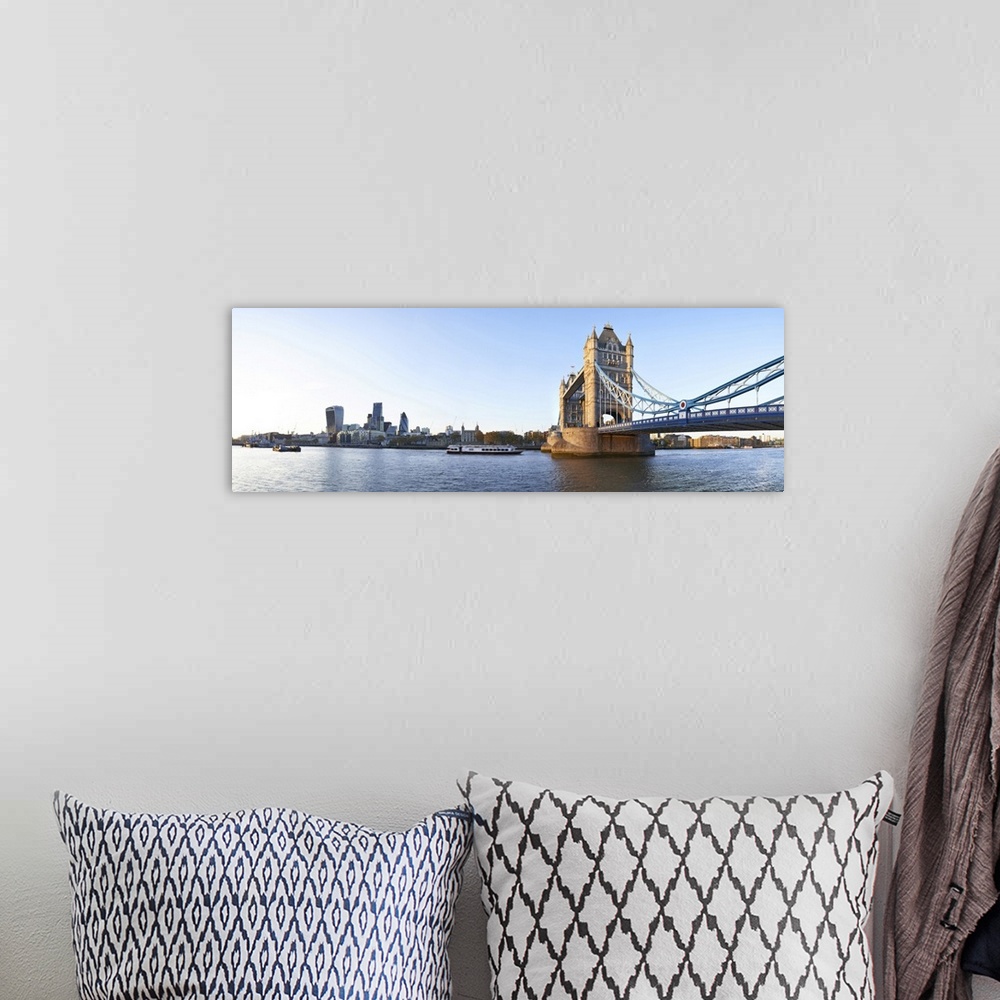 A bohemian room featuring Panoramic view of Tower bridge from Canary Wharf to the city from south bank of the river Thames.