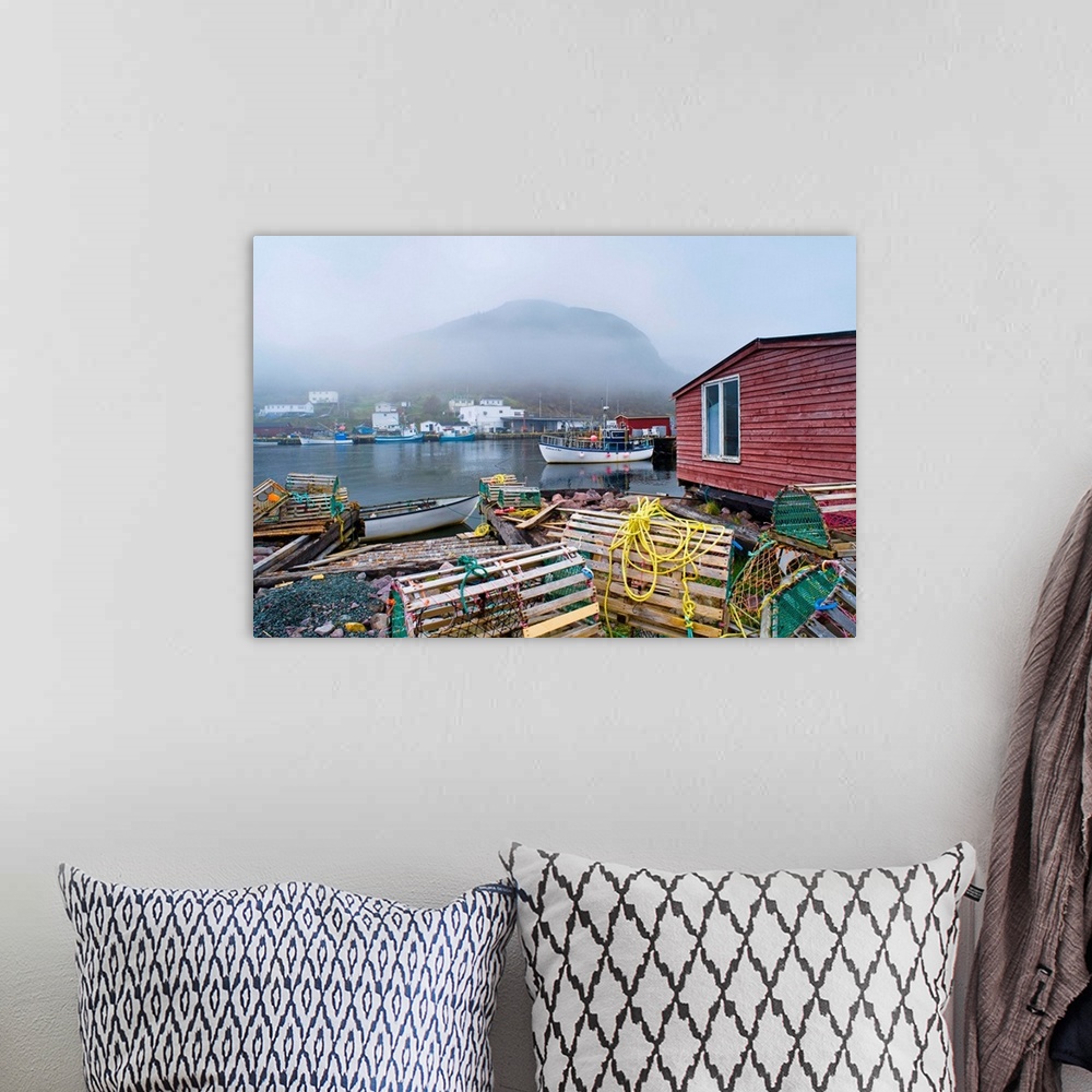 A bohemian room featuring Petty Harbour In Fog, Newfoundland, Canada