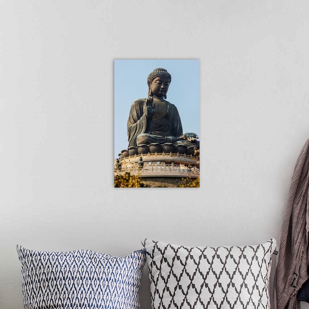 A bohemian room featuring Po Lin Monastery. Statue of the Buddha, the largest in Asia.