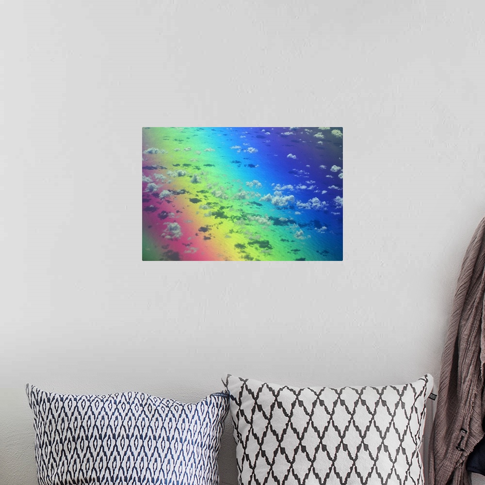 A bohemian room featuring Polarized Rainbow And Aerial Of Clouds Over The Ocean