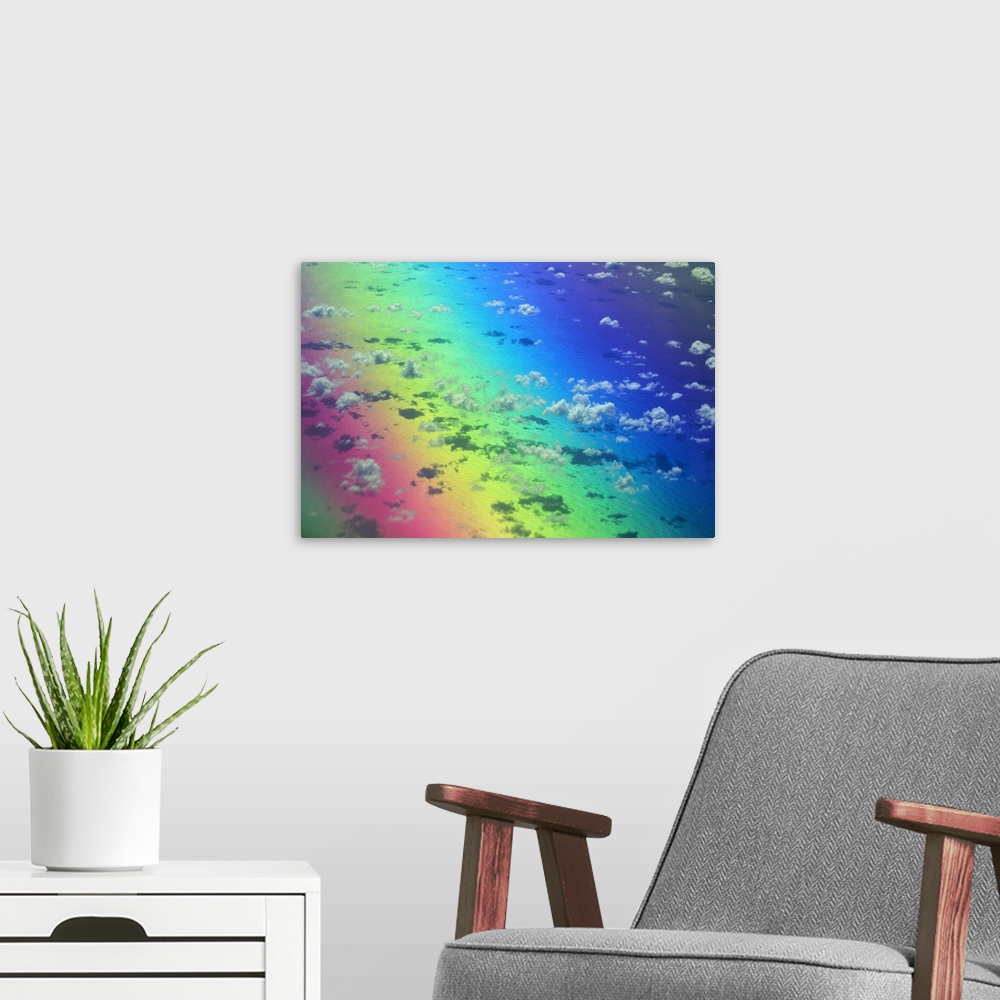 A modern room featuring Polarized Rainbow And Aerial Of Clouds Over The Ocean