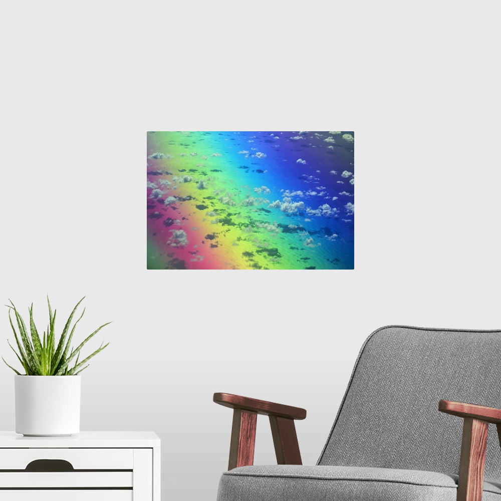 A modern room featuring Polarized Rainbow And Aerial Of Clouds Over The Ocean