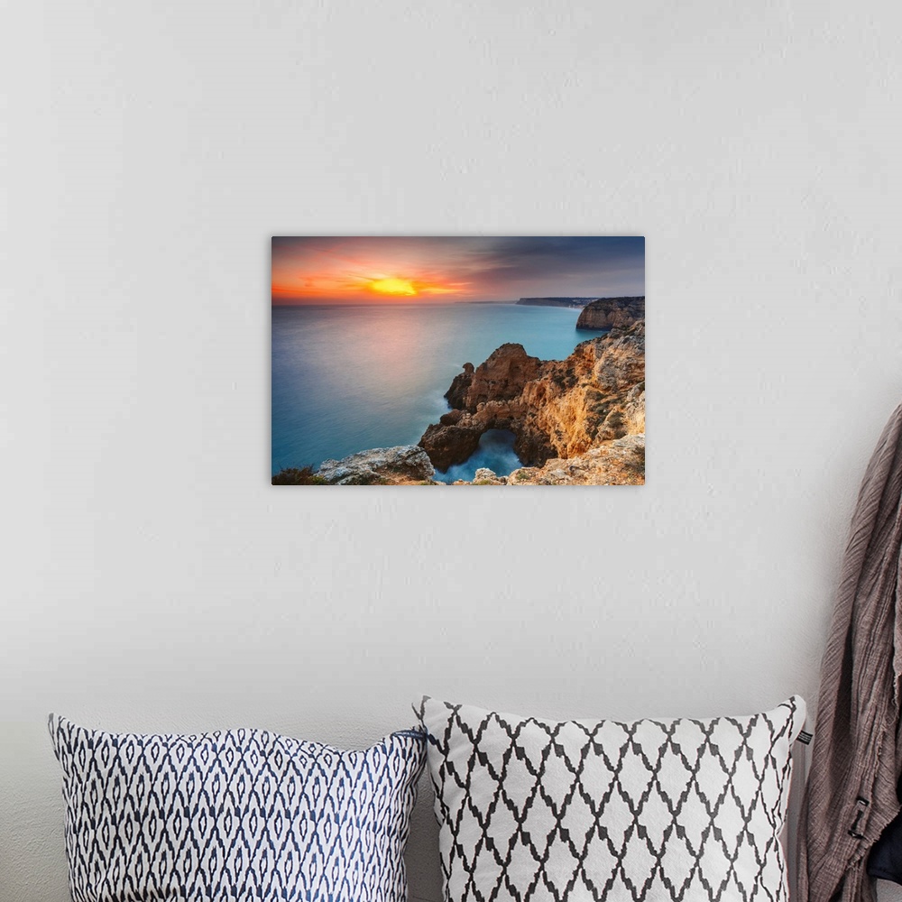 A bohemian room featuring Ponta da Piedade, a rugged headland along the coast of Portugal, Lagos, Algarve, Portugal