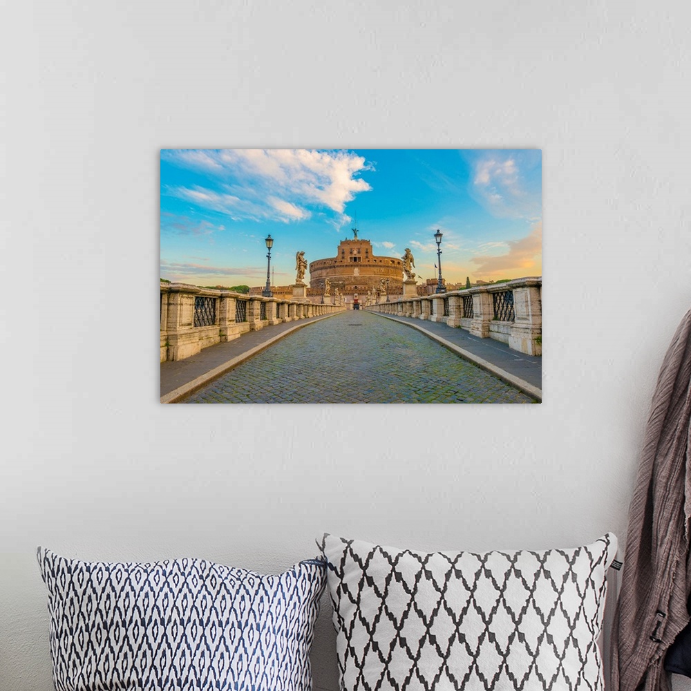 A bohemian room featuring Ponte Sant'Angelo over the Tiber, Rome, Lazio, Italy