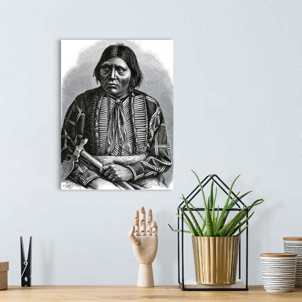 A bohemian room featuring Portrait of Grey Eagle, an Apache chief. The Apache are a group of culturally related Native Amer...
