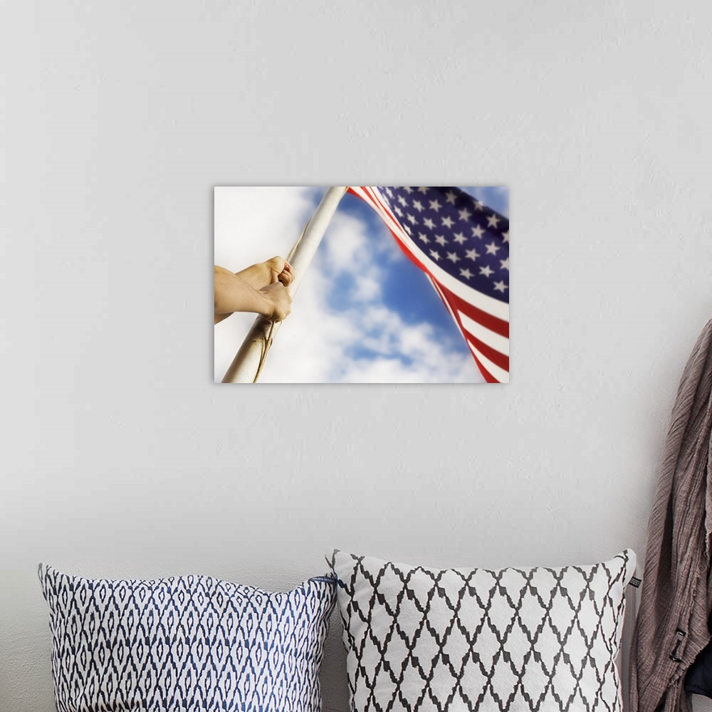 A bohemian room featuring Raising An American Flag