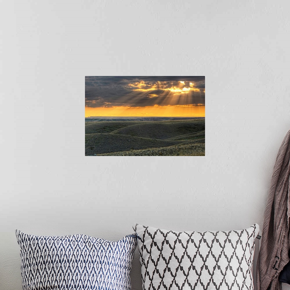 A bohemian room featuring Rays Of Sunset Light Between The Clouds, Saskatchewan, Canada